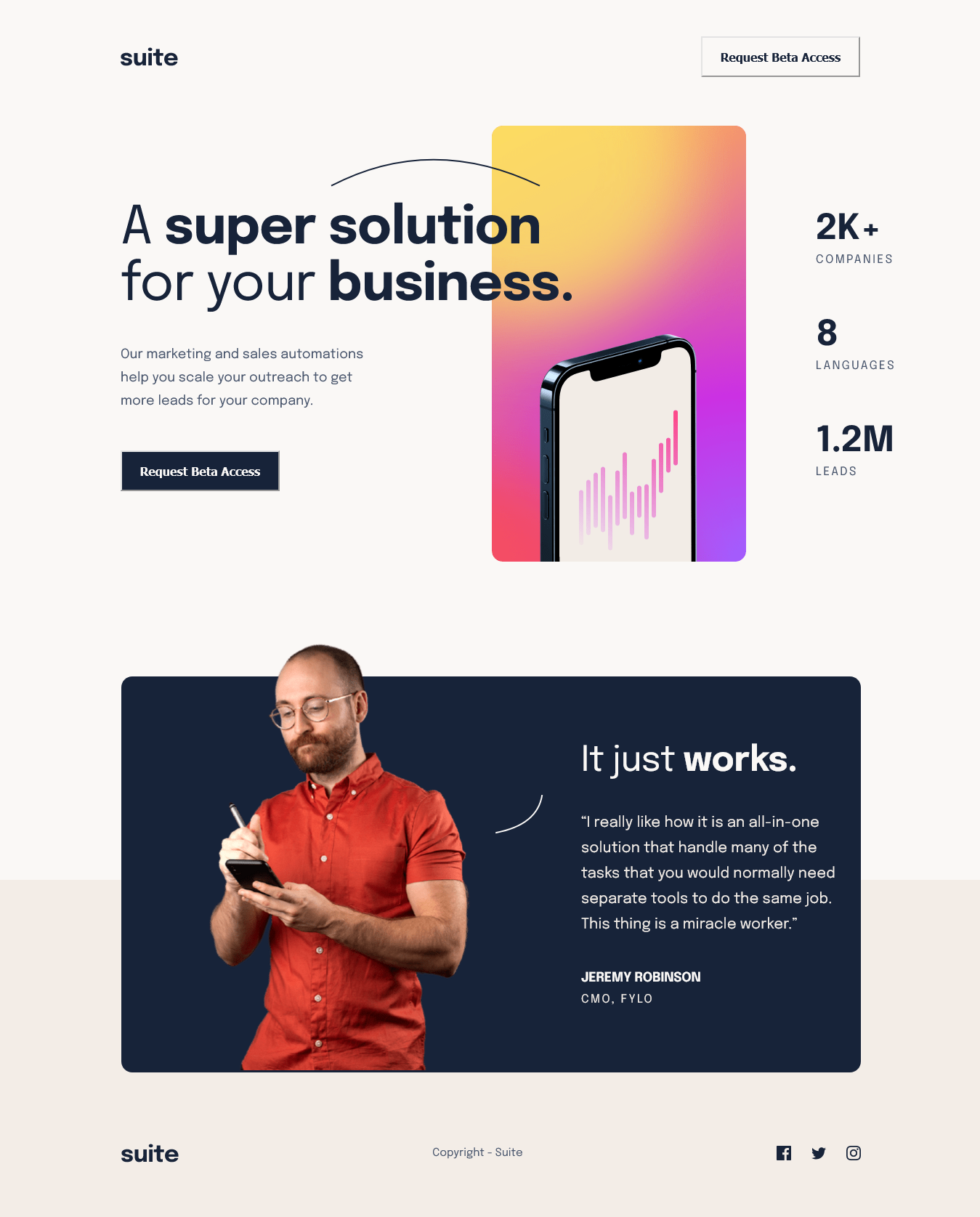 Suite landing page